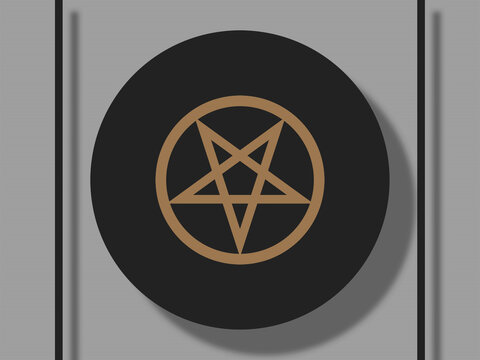 Satanic pentagram inside a black circle. Magic symbol. Religion and Philosophy