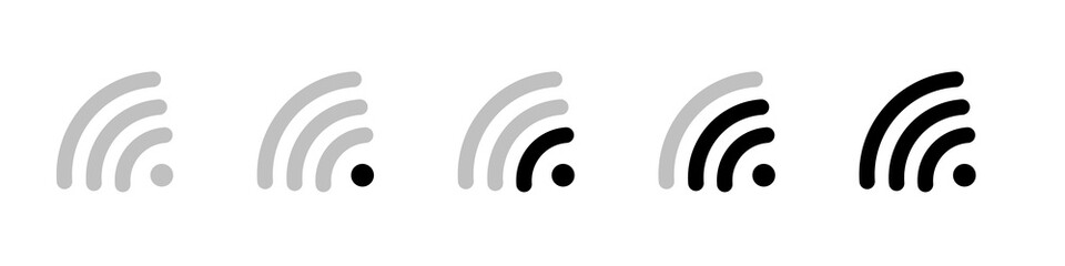Set of wireless icons in modern. High quality black outline wifi symbols for web site design and mobile apps. Vector illustration.