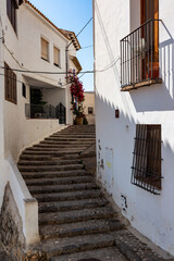narrow street in the old town of Altea,Alicante, spain