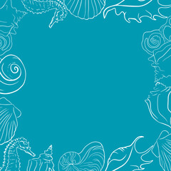Elegant line sea shells, vector art pattern illustration.