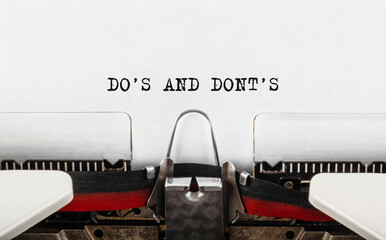 Text DO S AND DONTS typed on retro typewriter