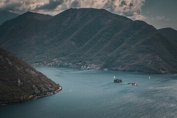 High point view on a Boka bay in Montenegro