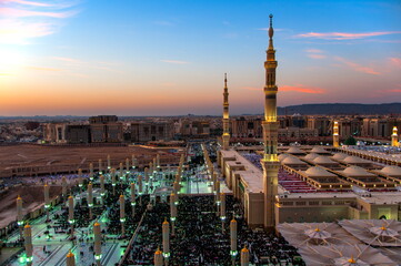 Beautiful shots of Madinah Mosque from top 