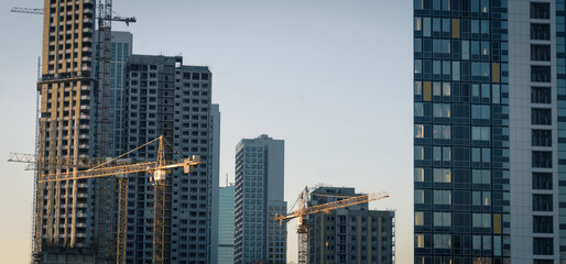 View of the construction of residential high-rise buildings