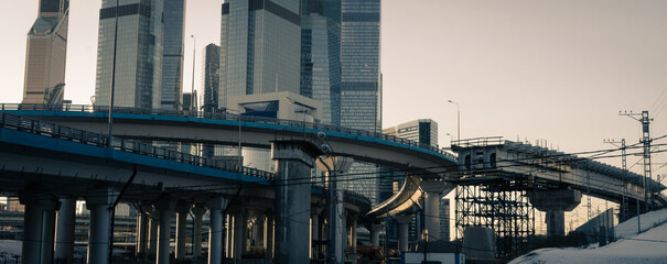 Naklejka premium A road overpass under construction