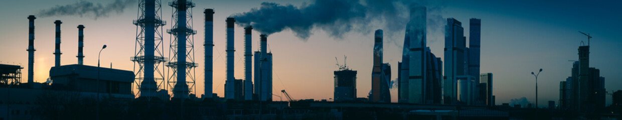 Thermal power station and towers of the business center