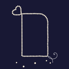 Shiny pearl frame with thread of white pearls. Elegant border background. Vector illustration