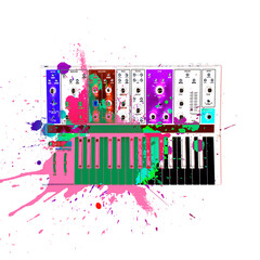 piano keys synthesizer isolated on white