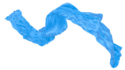 Beautiful flowing fabric of blue wavy silk or satin. 3d rendering image.