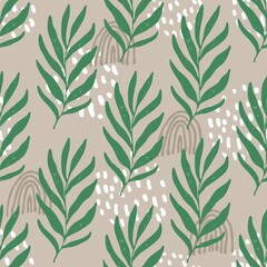 Color vector pattern with palm dypsis leaves. Seamless summer palm dypsis tropical design. Vector dypsis lutescens seamless pattern. Great for label, print, packaging, fabric.