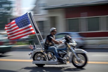 Fototapeta premium flag on motorcycle