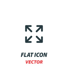 Expand to full screen icon in a flat style. Vector illustration pictogram on white background. Isolated symbol suitable for mobile concept, web apps, infographics, interface and apps design