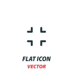 Exit fullscreen mode icon in a flat style. Vector illustration pictogram on white background. Isolated symbol suitable for mobile concept, web apps, infographics, interface and apps design