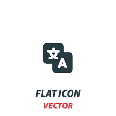 Language translation icon in a flat style. Vector illustration pictogram on white background. Isolated symbol suitable for mobile concept, web apps, infographics, interface and apps design