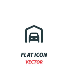 car garage icon in a flat style. Vector illustration pictogram on white background. Isolated symbol suitable for mobile concept, web apps, infographics, interface and apps design
