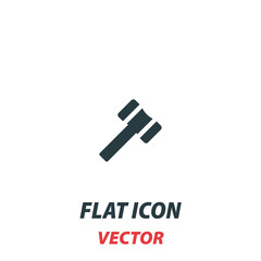 judge or auction hammer icon in a flat style. Vector illustration pictogram on white background. Isolated symbol suitable for mobile concept, web apps, infographics, interface and apps design