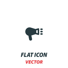 Hair dryer icon in a flat style. Vector illustration pictogram on white background. Isolated symbol suitable for mobile concept, web apps, infographics, interface and apps design