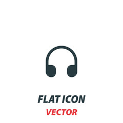 Headphones icon in a flat style. Vector illustration pictogram on white background. Isolated symbol suitable for mobile concept, web apps, infographics, interface and apps design
