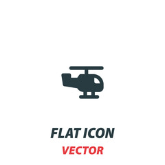 Helicopter icon in a flat style. Vector illustration pictogram on white background. Isolated symbol suitable for mobile concept, web apps, infographics, interface and apps design