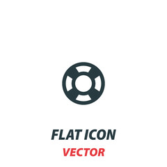 Lifebuoy icon in a flat style. Vector illustration pictogram on white background. Isolated symbol suitable for mobile concept, web apps, infographics, interface and apps design