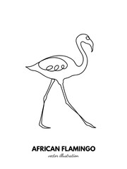 Obraz premium Flamingo outline. Continuous single line. Bird contour. Linear logo