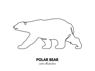 Bear outline. Continuous single line. Animal contour. Linear logo