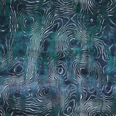 Seamless grungy tribal ethnic rug motif pattern. High quality illustration. Distressed old looking native style design in faded turquoise and gray colors. Old artisan textile seamless pattern.