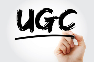 UGC - User Generated Content acronym with marker, concept background