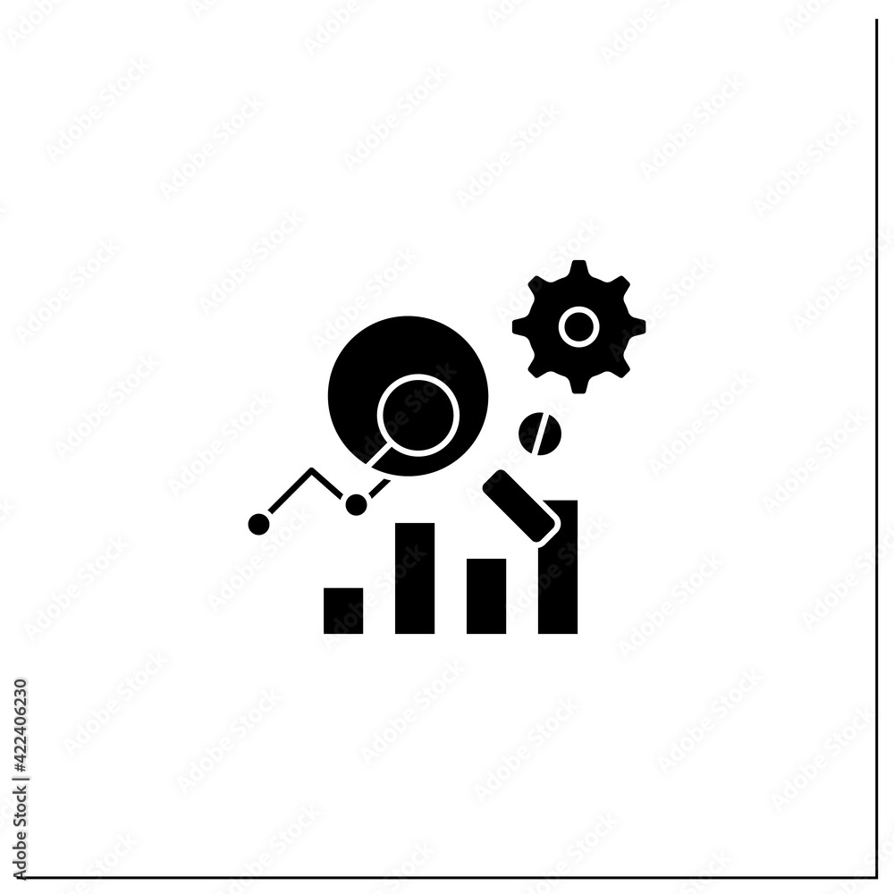 Poster measurement analytics glyph icon.combines measurement science and validity theory, using big data,an