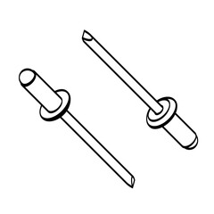 Set rivets in line style. Vector illustration on white background