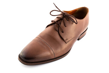 Brown Left Shoe Isolated on White Background