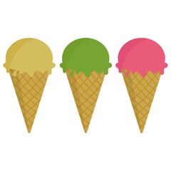 ice cream of different colors.