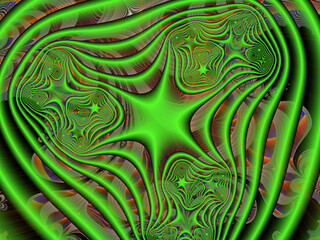 Green pink orange phosphorescent abstract fractal background