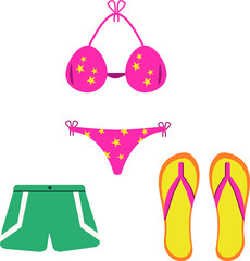 Flat lay of beach accessories