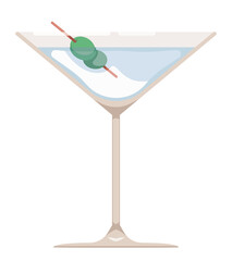 Classic martini glass. Stemware in cartoon style