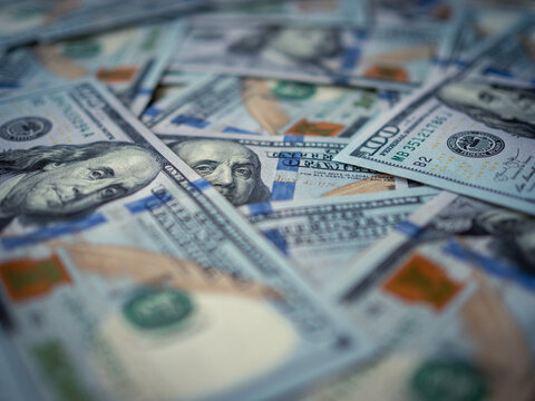 Cash money background. Dollar banknotes. USD finance theme. US dollars