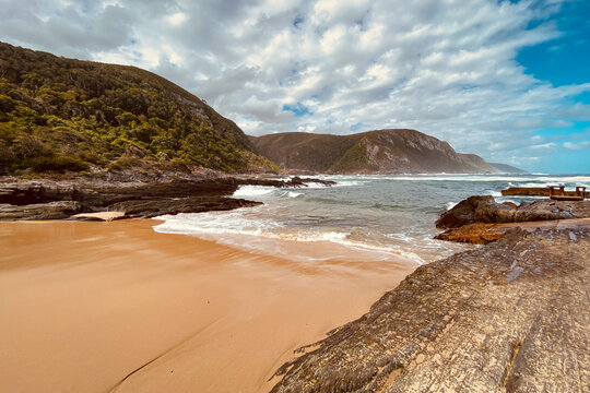 Scenic View Of Ocean Bay And Beach At Tsitsikamma National Park, South Africa.