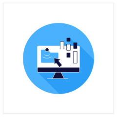 Collect data online flat icon. Data compiling, account information gathering. Online banking company services. Customer data concept.Vector illustration