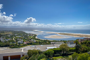 Panoramic view over Plettenberg Bay and Keurboomsrivier, South Africa