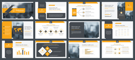 Naklejka na ściany i meble Powerpoint and keynote presentation slides design template. Elements of infographics for presentations templates, annual report, leaflet.Corporate report, advertising template in vector Illustration. 