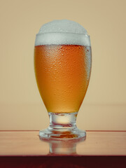 Glass of beer on clear background