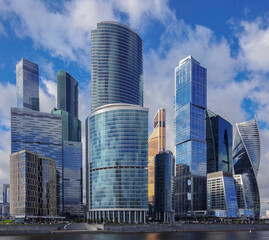 Obraz premium View of the business center of Moscow CITY on a sunny summer day
