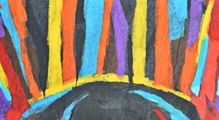 Sunrays abstract paper mache tissue paper art