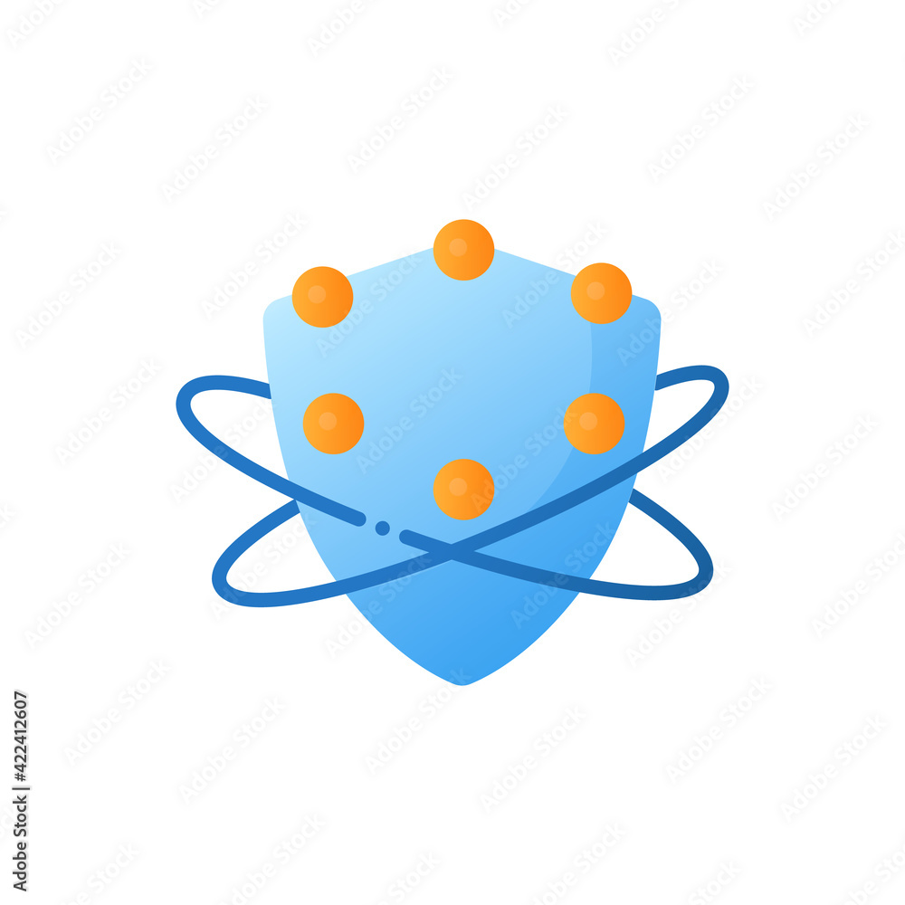 Poster complement system flat icon. complement cascade. immune system concept. immunology. body defence sys