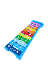 Blue xylophone. On a white background, isolated.