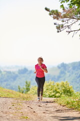 woman enjoying in a healthy lifestyle while jogging