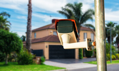 Security camera closeup on the property