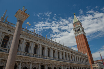 Fototapeta na wymiar National Library of Venice with the Sant Marco bell tower