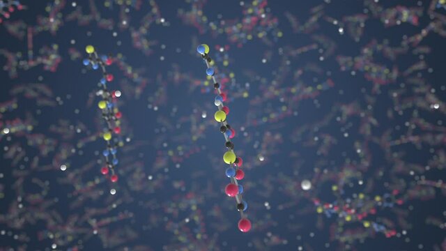Molecule of Ceftriaxone. Molecular model, science related looping 3d animation