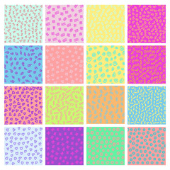 Abstract seamless pattern vector set with different hand painted elements in memphis style.